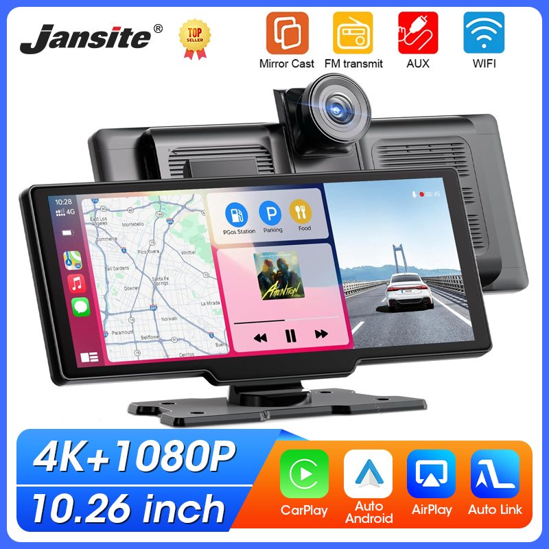 Car Dash Cam - Taşınabilir 10.26'' Araç Kamerası Kablosuz CarPlay