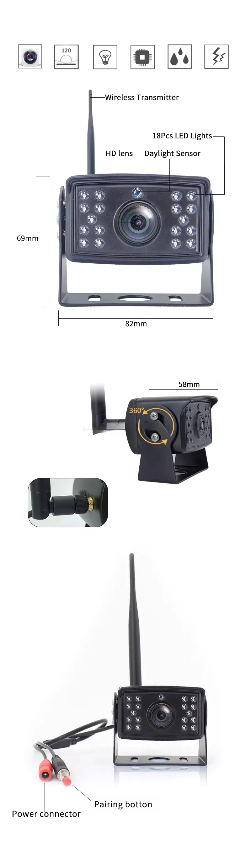 720P Kablosuz RV Geri Görüş Ka - Rear Camera For Car incelemesi ve fiyatı